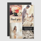 Rustic Wedding Foto Collage Wood Grain Vielen Dank Magnetkarte (Vorne/Hinten)