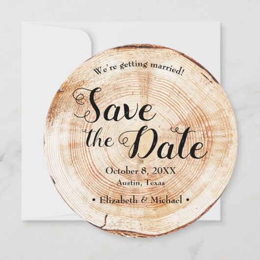 Rustic Wedding Foto Holz Grain Save the Date Inv Einladung (Vorderseite)