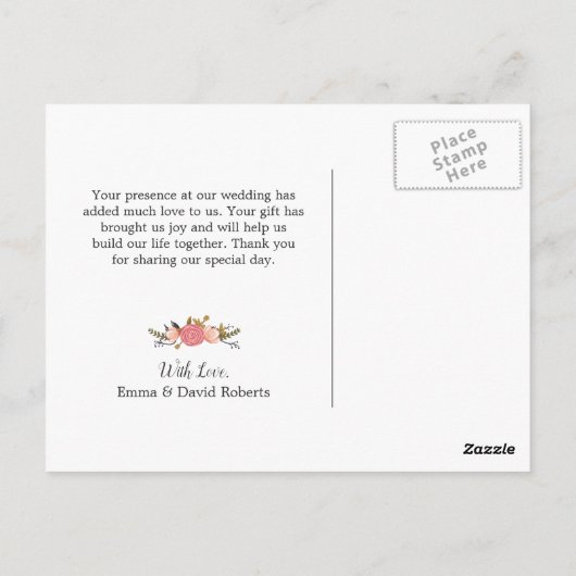 Rustic Wedding Foto Moderne Sparkler Vielen Dank Postkarte (Rückseite)