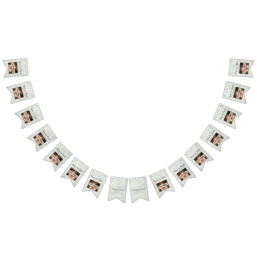 Rustic Wedding Grey Wood Fügen Sie Ihre Fotos hinz Wimpelkette (Alle)