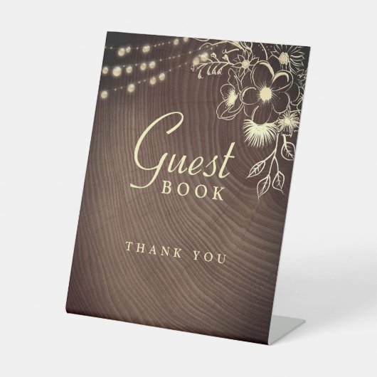 Rustic Wedding Guest Book Sign Sockelschild (Vorderseite)