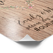 Rustic Wedding Hashtag Sign - Holzherz Bloral Fotodruck (Ecke)