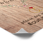 Rustic Wedding Hashtag Sign - Holzherz Bloral Poster (Ecke)