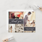 Rustic Wedding Horizontal Foto Collage Vielen Dank Karte (Vorderseite/Rückseite Beispiel)