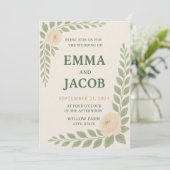 Rustic Wedding Invitation - Sage and Blush Einladung (Stehend Vorderseite)