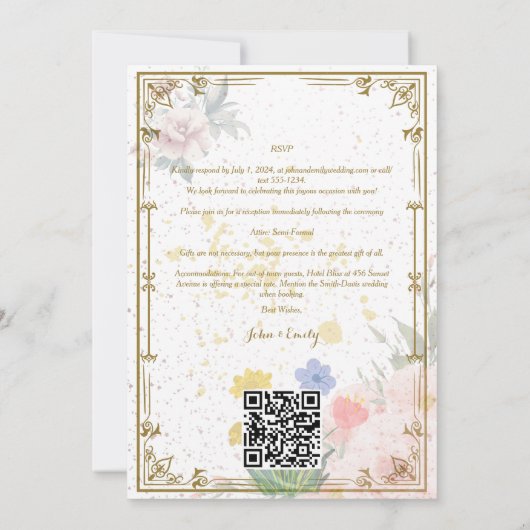 Rustic Wedding Invitations with Rsvp Qr Code Einladung (Rückseite)