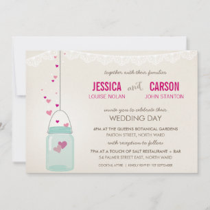 RUSTIC WEDDING INVITE niedliche Mason Jar mit Herz Einladung