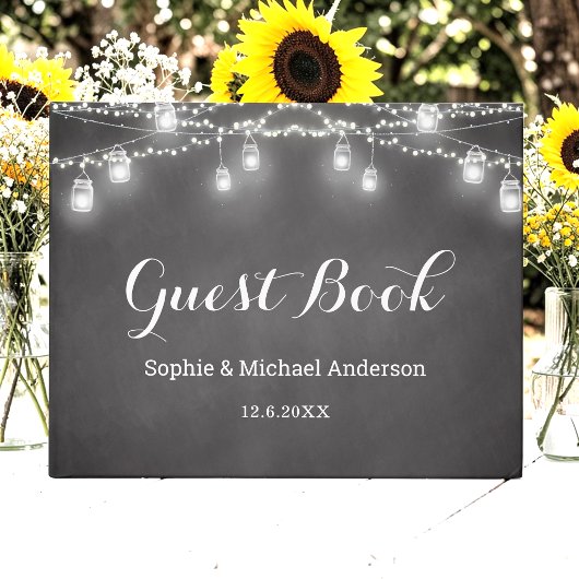 Rustic Wedding Mason Jar Black Guest Book Gästebuch
