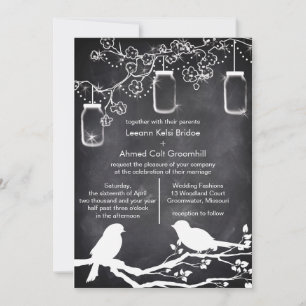 Rustic Wedding Mason Jar Chalkboard Lovebirds Einladung