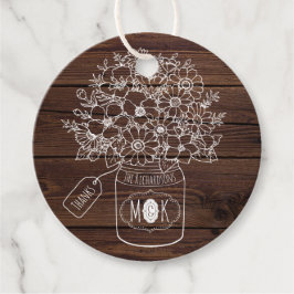 Rustic Wedding Mason Jar Wildblumen Bouquet Wood Geschenkanhänger