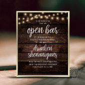 Rustic Wedding Open Bar, Drunken Shenanigans Poster