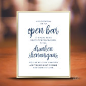 Rustic Wedding Open Bar, Drunken Shenanigans Poster