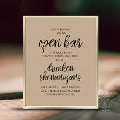 Rustic Wedding Open Bar, Drunken Shenanigans Poster