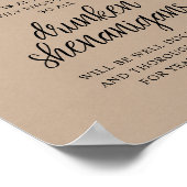 Rustic Wedding Open Bar, Drunken Shenanigans Poster (Ecke)