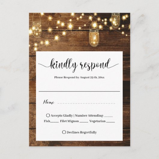  Rustic Wedding RSVP  Postkarte (Vorderseite)