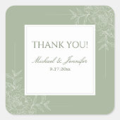 Rustic Wedding Sage Green and White Modern Quadratischer Aufkleber (Vorderseite)
