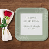 Rustic Wedding Sage Green and White Modern Rechteckiger Pappuntersetzer