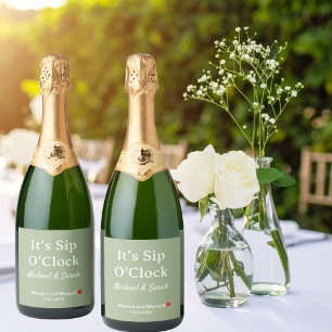 Rustic Wedding Sage Green Es Ist Zeit Zum Trinken  Schaumweinetikett