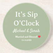 Rustic Wedding Sage Green It’s Sip O’Clock Custom Getränkeuntersetzer (Vorne)