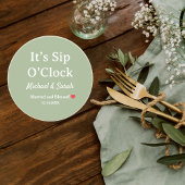 Rustic Wedding Sage Green It’s Sip O’Clock Custom Getränkeuntersetzer