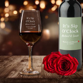 Rustic Wedding Sage Green It’s Sip O’Clock Custom Weinetikett