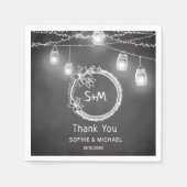 Rustic Wedding Schwarz-weiß Mason Jar Serviette (Vorderseite)