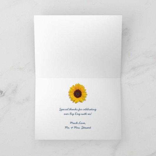 Rustic Wedding Script Sonnenblume Danke Karten (Innenseite)