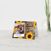 Rustic Wedding Script Sonnenblume Danke Karten (Vorderseite)