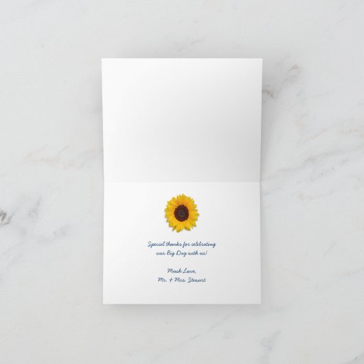 Rustic Wedding Script Sonnenblume Danke Karten (Innenseite)