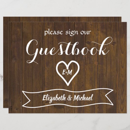 Rustic Wedding Sign Gästebuch Bitte Budget anpasse (Vorne/Hinten)