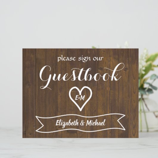 Rustic Wedding Sign Gästebuch Bitte Budget anpasse (Stehend Vorderseite)