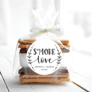 Rustic Wedding S'more Liebe Gefallen Runder Aufkleber