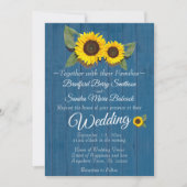 Rustic Wedding Sonnenblumen Blauer Wald Einladung (Vorderseite)