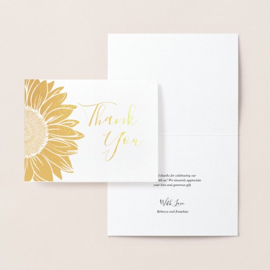 Rustic Wedding Sonnenblumen Gold Foil Danke Karten (Anzeige)