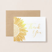 Rustic Wedding Sonnenblumen Gold Foil Danke Karten (Vorderseite mit Umschlag)