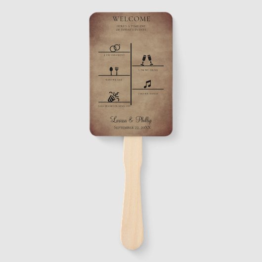 Rustic Wedding Timeline Foto Program Fächer (Vorderseite)