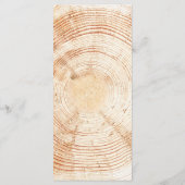 Rustic Wedding Tree rings Wood bark Grain Menükarte (Rückseite)