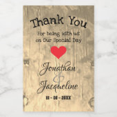 Rustic Wedding Vielen Dank Individuellen Namen Chi Weinetikett (Einzelnes Label)