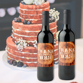 Rustic Wedding Vintagen Holzbaum Vielen Dank für I Weinetikett