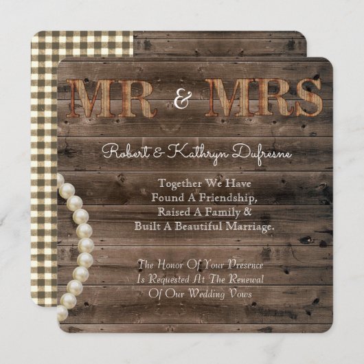 Rustic Wedding Vow Renewal Einladung (Vorne/Hinten)