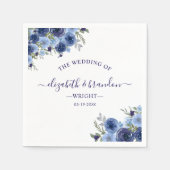 Rustic Wedding with Blue navy Watercolor Flowers Serviette (Vorderseite)