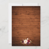 Rustic Wedding Wood Burgundy Floral Wedding Einlad Einladung (Rückseite)