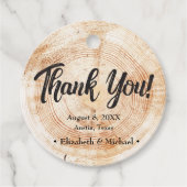 Rustic Wedding Wood Cut Danke Geschenkanhänger (Vorderseite)