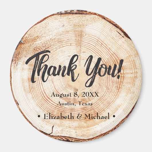 Rustic Wedding Wood Cut Danke Magnet (Vorne)