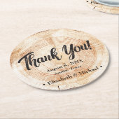 Rustic Wedding Wood Cut Danke Runder Pappuntersetzer (Angewinkelt)