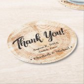 Rustic Wedding Wood Cut Danke Runder Pappuntersetzer (Angewinkelt)