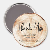 Rustic Wedding Wood Cut Danke, Script Magnet (Vorderseite/Rückseite)