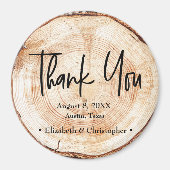 Rustic Wedding Wood Cut Danke, Script Magnet (Vorne)