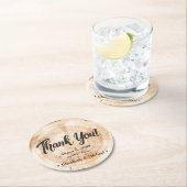 Rustic Wedding Wood Cut Vielen Dank für Ihre Unter Runder Pappuntersetzer (Vor Ort)