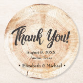 Rustic Wedding Wood Cut Vielen Dank für Ihre Unter Runder Pappuntersetzer (Vorderseite)